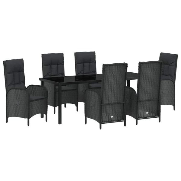 Комплект за хранене в градината 7 pcs Черно полиратан