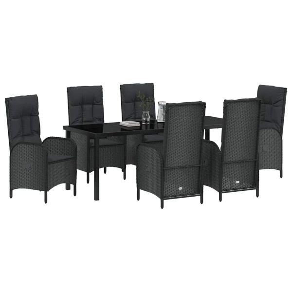Комплект за хранене в градината 7 pcs Черно полиратан