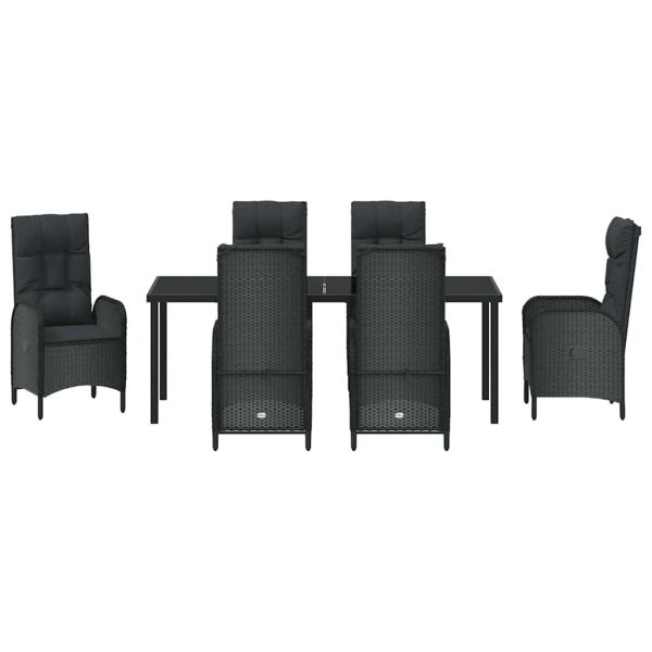 Комплект за хранене в градината 7 pcs Черно полиратан