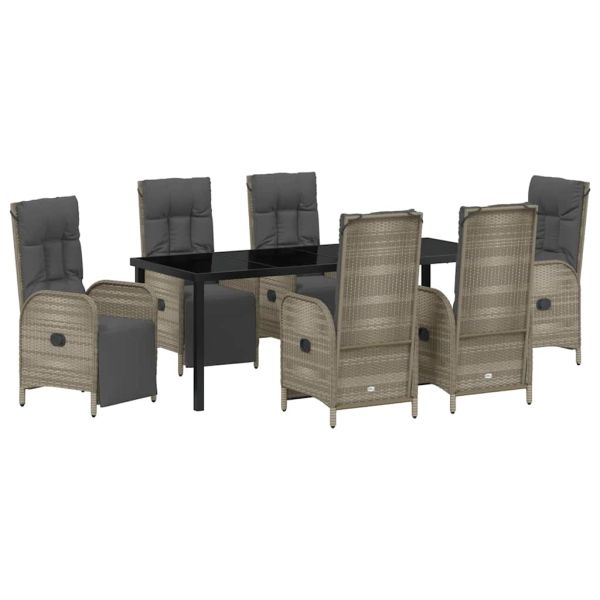 Комплект за хранене в градината 7 pcs Сив полиратан