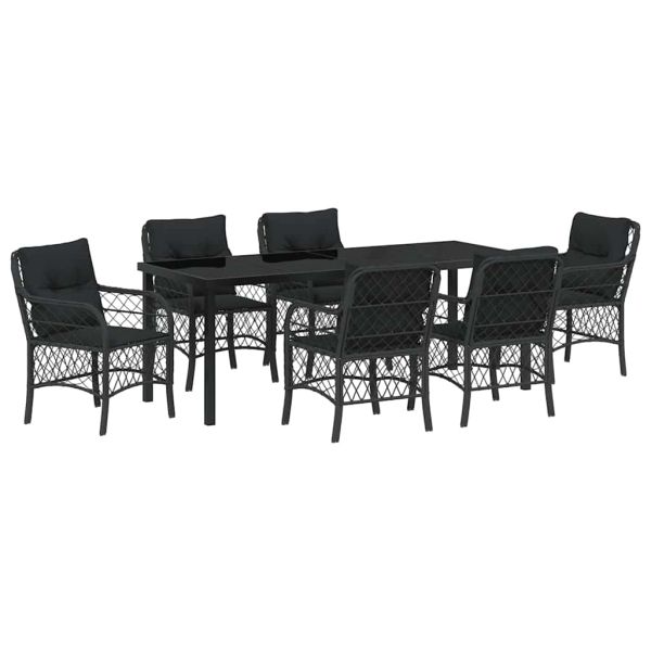 Комплект за хранене в градината 7 pcs Черно полиратан