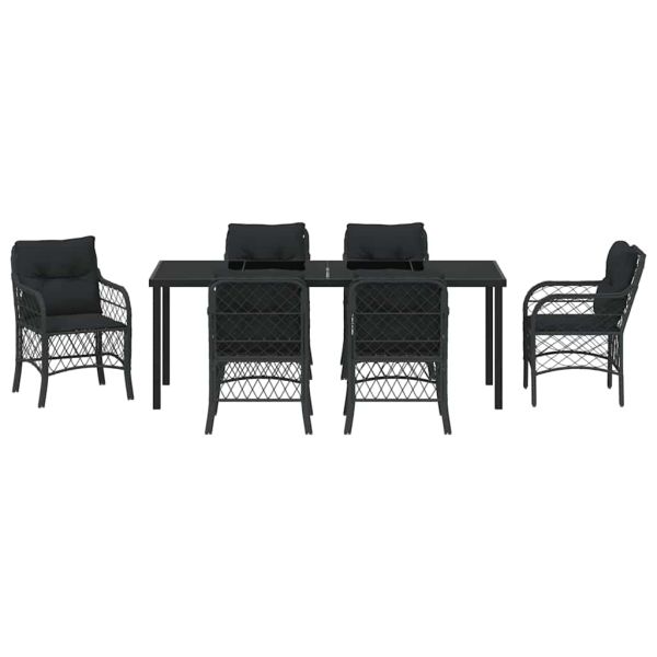 Комплект за хранене в градината 7 pcs Черно полиратан