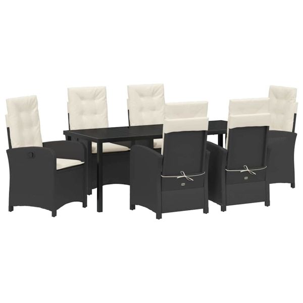 Комплект за хранене в градината 7 pcs Черно полиратан