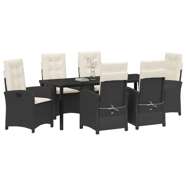 Комплект за хранене в градината 7 pcs Черно полиратан