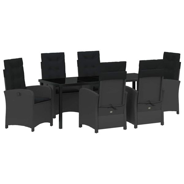 Комплект за хранене в градината 7 pcs Черно полиратан