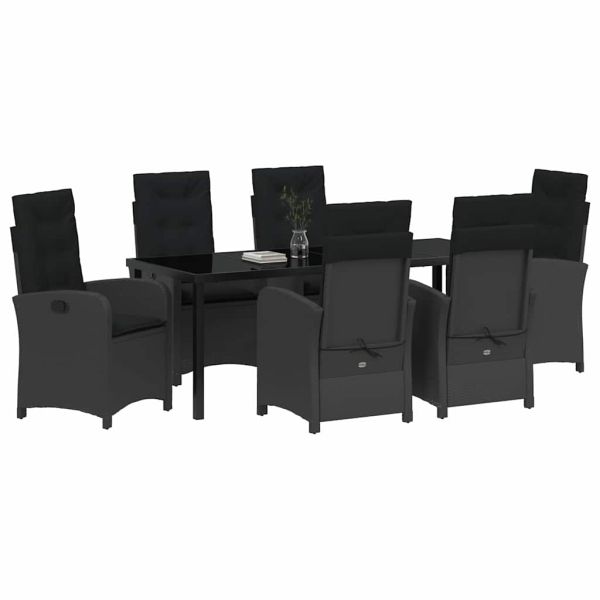 Комплект за хранене в градината 7 pcs Черно полиратан