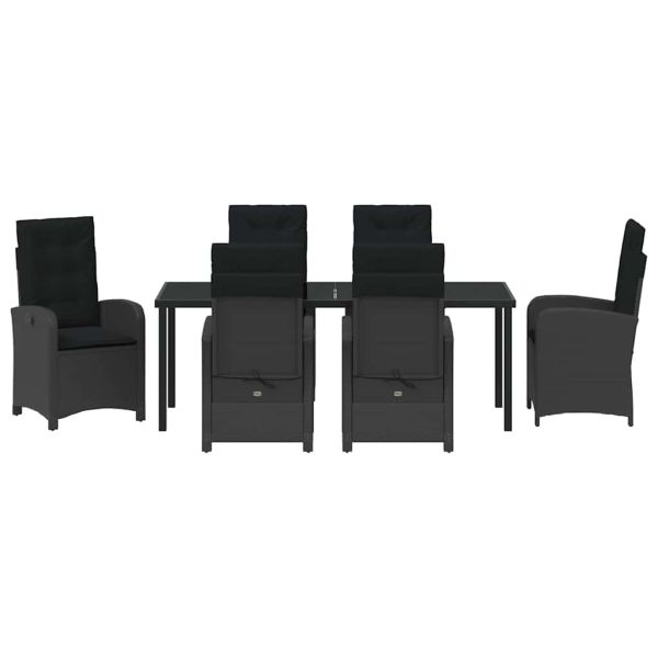 Комплект за хранене в градината 7 pcs Черно полиратан