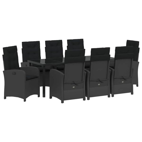 Комплект за хранене в градината 9 pcs Черно полиратан