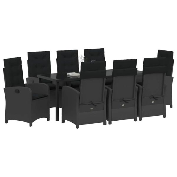 Комплект за хранене в градината 9 pcs Черно полиратан