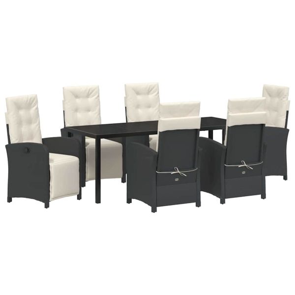 Комплект за хранене в градината 7 pcs Черно полиратан