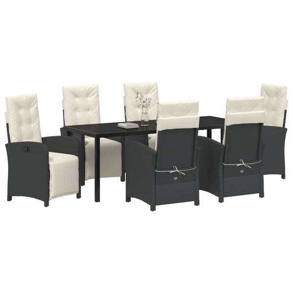 Комплект за хранене в градината 7 pcs Черно полиратан