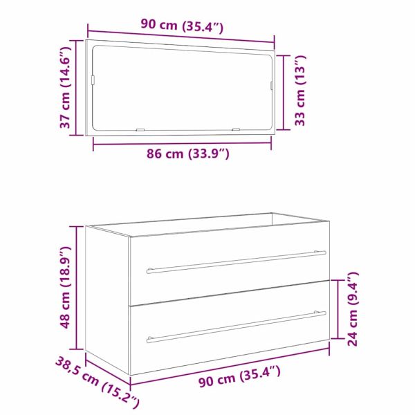 Шкаф за мивка Черния дъб 90 x 45 x 1.5 см Инженерно дърво