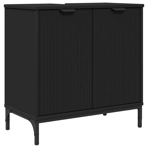 Шкаф за мивка в баня Черно 60,5 x 33,5 x 61 см Инженерно дърво