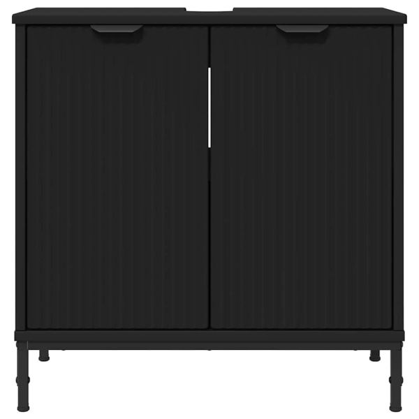 Шкаф за мивка в баня Черно 60,5 x 33,5 x 61 см Инженерно дърво