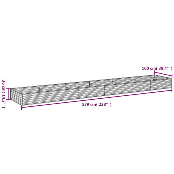 Градинска повдигната леха 579x100x36 см кортенова стомана