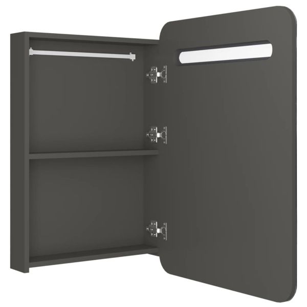 LED шкаф с огледало за баня, антрацит, 60x11x80 см