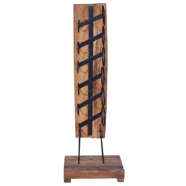 Стойка за вино за 6 бутилки, 35x35x100 см, тиково дърво масив