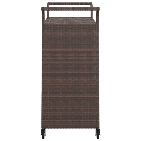 Бар количка с чекмедже, кафява, 100x45x97 см, полиратан