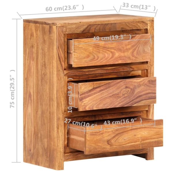 Шкаф с чекмеджета, 60x33x75 см, акациево дърво масив