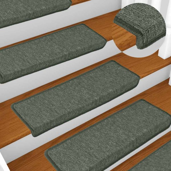 Изтривалки за стълби, 30 бр., 65x21x4 см, тъмнозелени, правоъгълни, кант