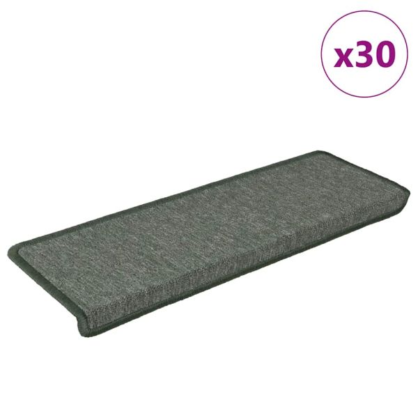 Изтривалки за стълби, 30 бр., 65x21x4 см, тъмнозелени, правоъгълни, кант
