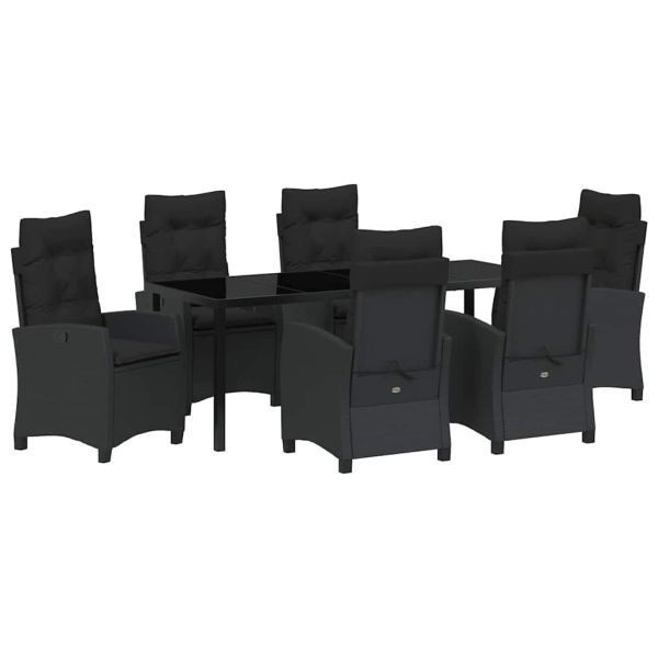 Комплект за хранене в градината 7 pcs Черно полиратан