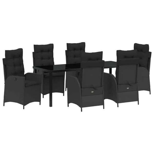 Комплект за хранене в градината 7 pcs Черно полиратан