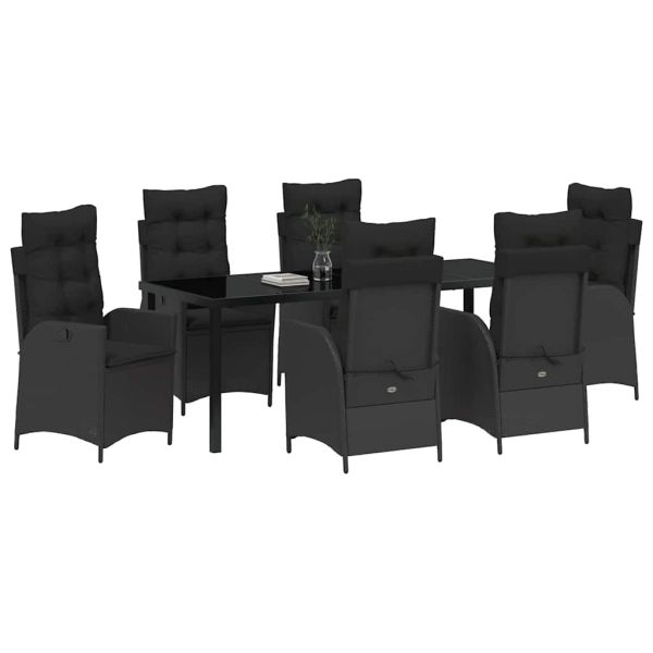 Комплект за хранене в градината 7 pcs Черно полиратан