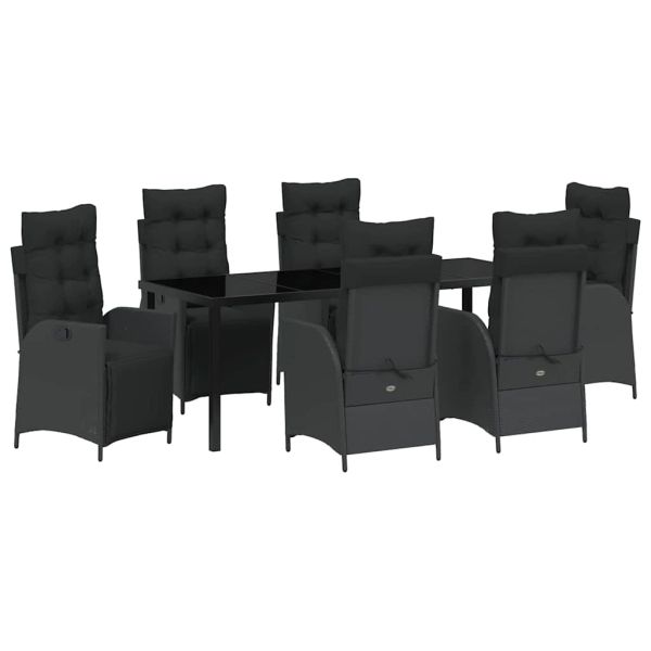 Комплект за хранене в градината 7 pcs Черно полиратан