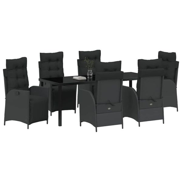 Комплект за хранене в градината 7 pcs Черно полиратан