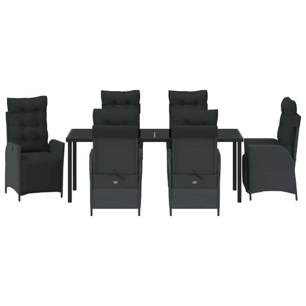 Комплект за хранене в градината 7 pcs Черно полиратан