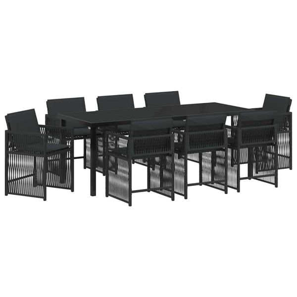 Комплект за хранене в градината 9 pcs Черно полиратан