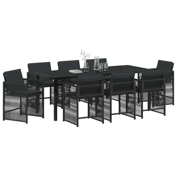 Комплект за хранене в градината 9 pcs Черно полиратан