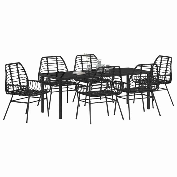 Комплект за хранене в градината 7 pcs Черно полиратан
