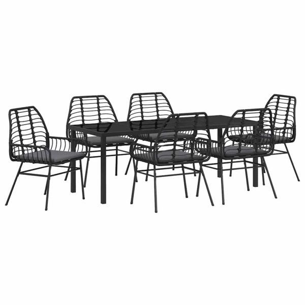 Комплект за хранене в градината 7 pcs Черно полиратан