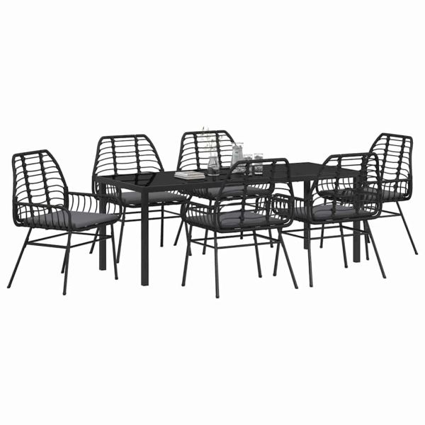 Комплект за хранене в градината 7 pcs Черно полиратан