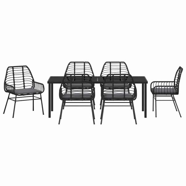 Комплект за хранене в градината 7 pcs Черно полиратан