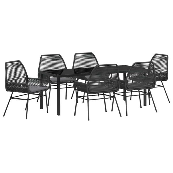 Комплект за хранене в градината 7 pcs Черно полиратан