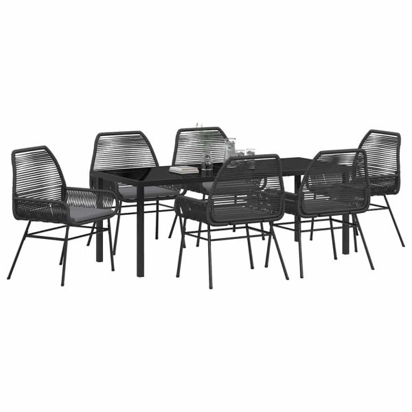 Комплект за хранене в градината 7 pcs Черно полиратан