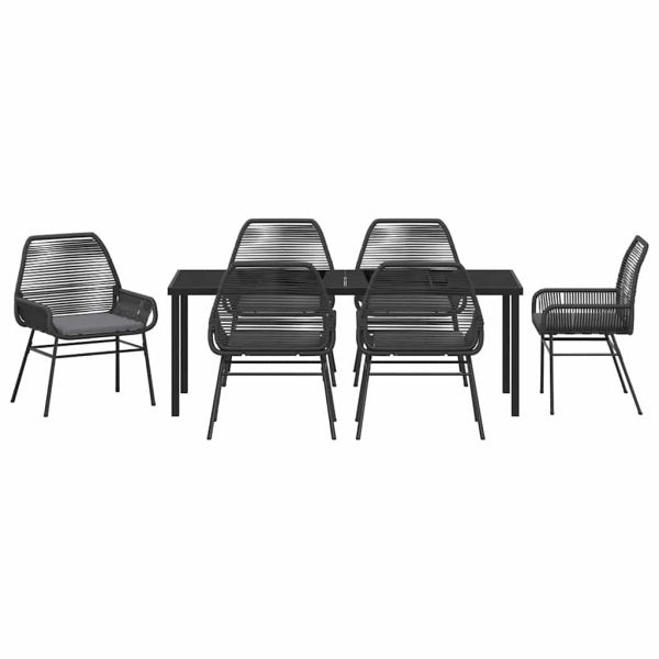 Комплект за хранене в градината 7 pcs Черно полиратан