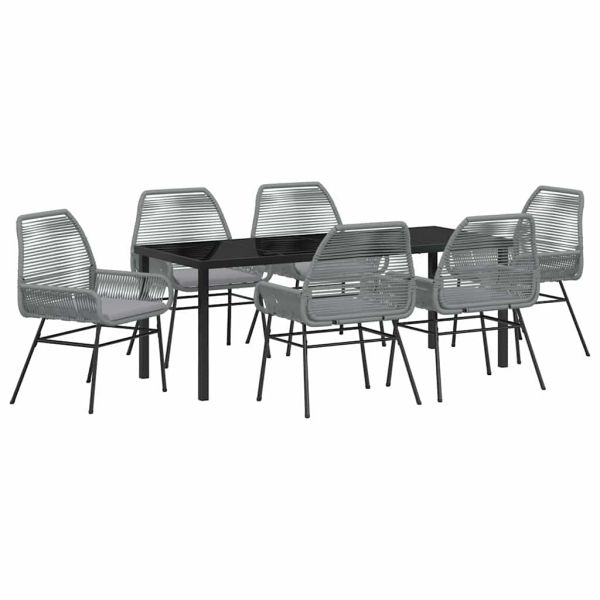 Комплект за хранене в градината 7 pcs Сив полиратан