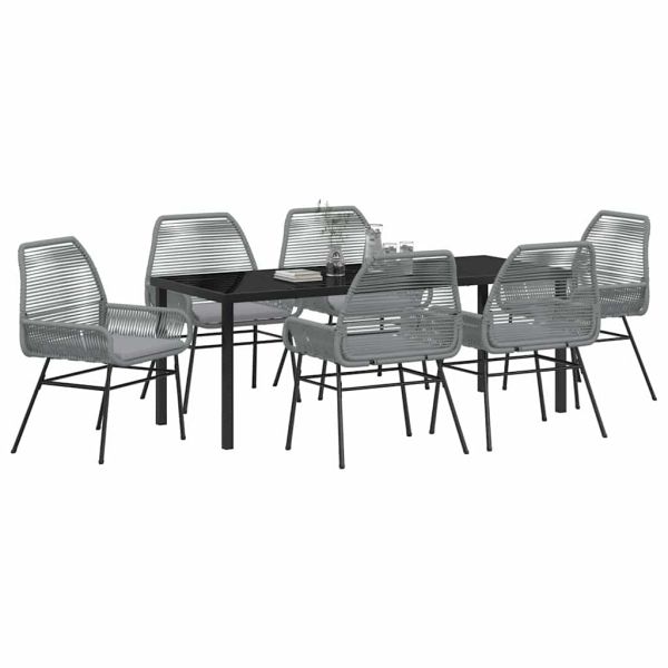 Комплект за хранене в градината 7 pcs Сив полиратан