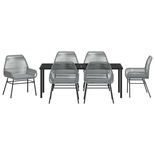Комплект за хранене в градината 7 pcs Сив полиратан