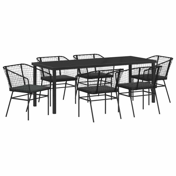 Комплект за хранене в градината 7 pcs Черно полиратан