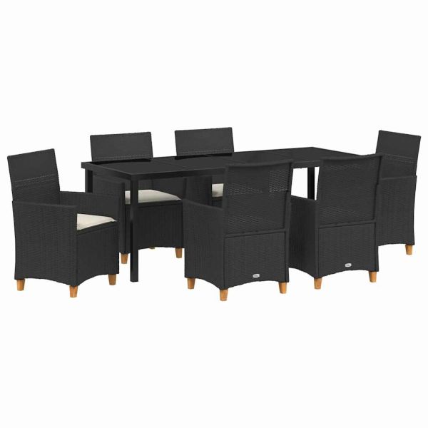 Комплект за хранене в градината 7 pcs Черно полиратан