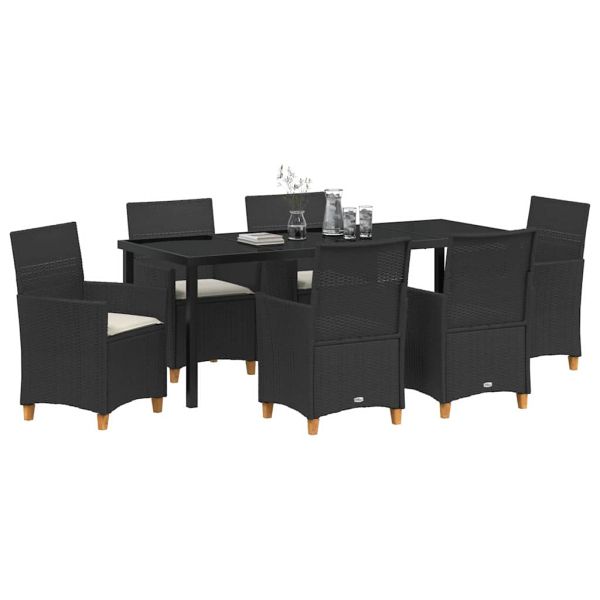 Комплект за хранене в градината 7 pcs Черно полиратан