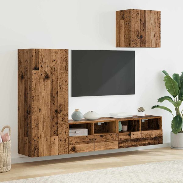 Стойки за телевизор 4 pcs Старо дърво Инженерно дърво