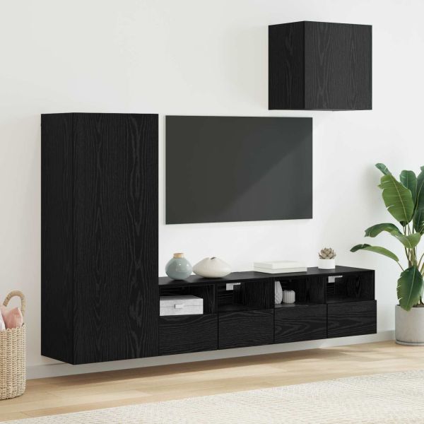 Стойки за телевизор 4 pcs Черния дъб Инженерно дърво