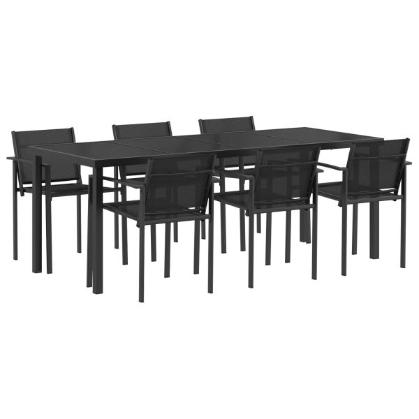Комплект за външни мебели 7 pcs Черно и антрацит Textilene