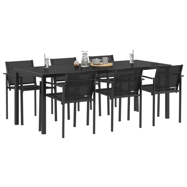 Комплект за външни мебели 7 pcs Черно и антрацит Textilene